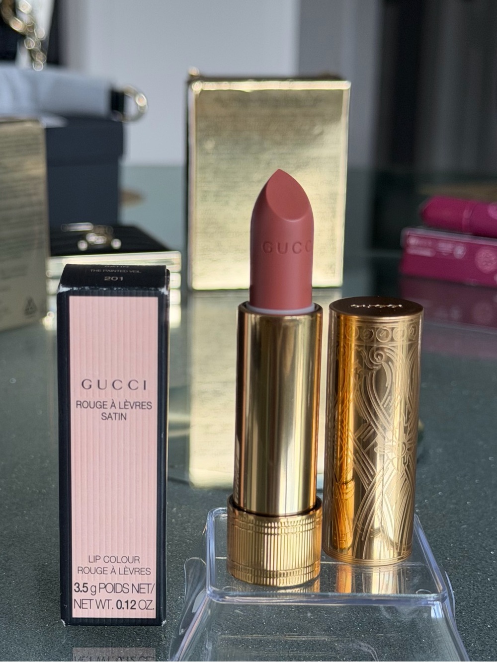 BNIB GUCCI SATIN LIP COLOUR 201 The Painted Veil